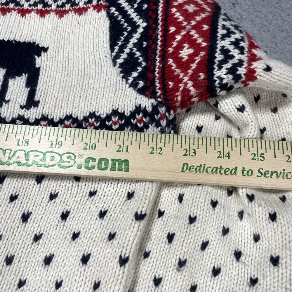 Polo Ralph Lauren Sweater Mens Medium White Moose Fair Isle Crewneck Pullover - Picture 13 of 16